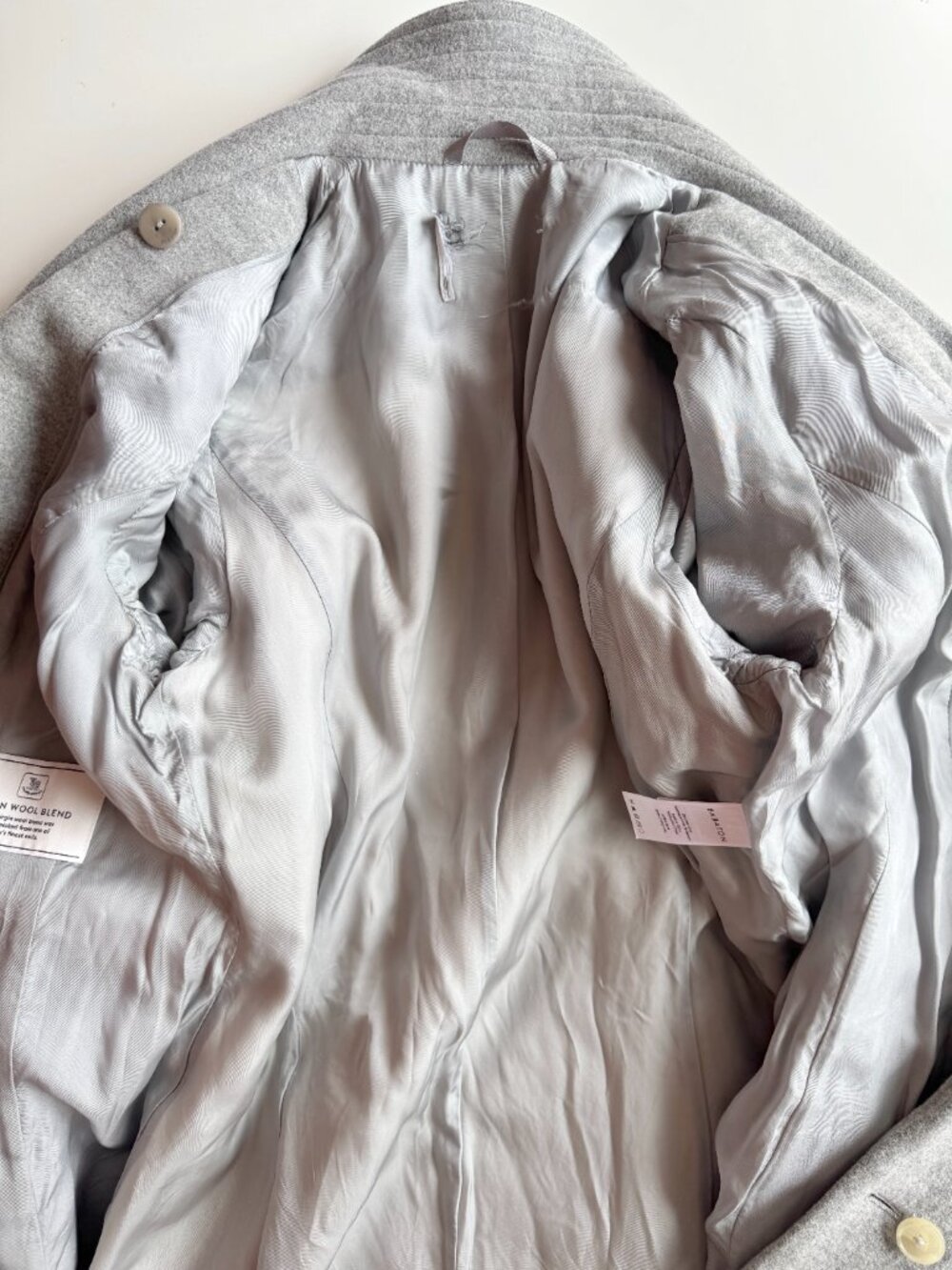 Aritzia BABATON Connor Heather Light Grey Virgin Wool Belted Wrap Coat, Size M - Picture 8 of 16